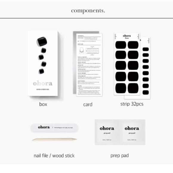 OHORA P BASIC NO.2 (BLACK) Semicure Gel Pedicure [NIB] 🖤🖤"SOLD OUT"🖤🖤 - Picture 6 of 7